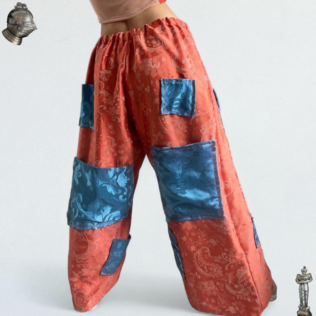 Handmade By Me. Rake Royal Orange And Blue Wanderer Trousers.